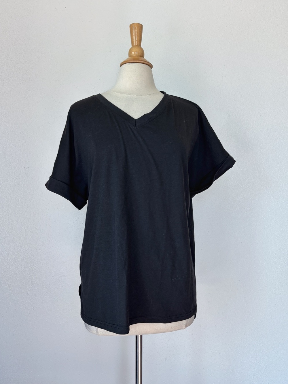 Solid Black V-Neck T-Shirt